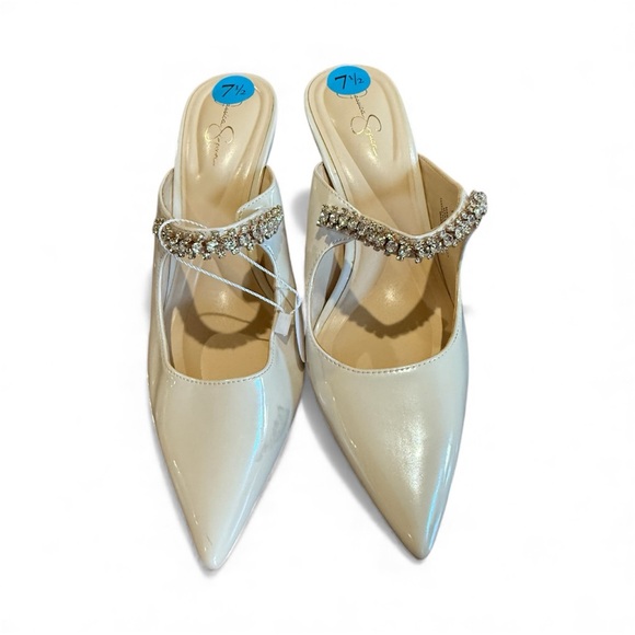 Jessica Simpson Shoes - Jessica Simpson 7 1/2 Elegant Cream Women's Mules with Rhinestone Detail